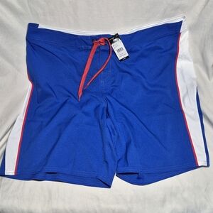 Adidas Board Shorts Swim‎ Trunks Blue White Red Stucker Mens Size 44 New